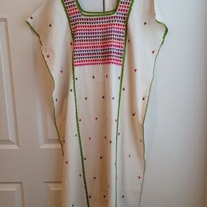 Embroidered Unbleached Cotton Dress